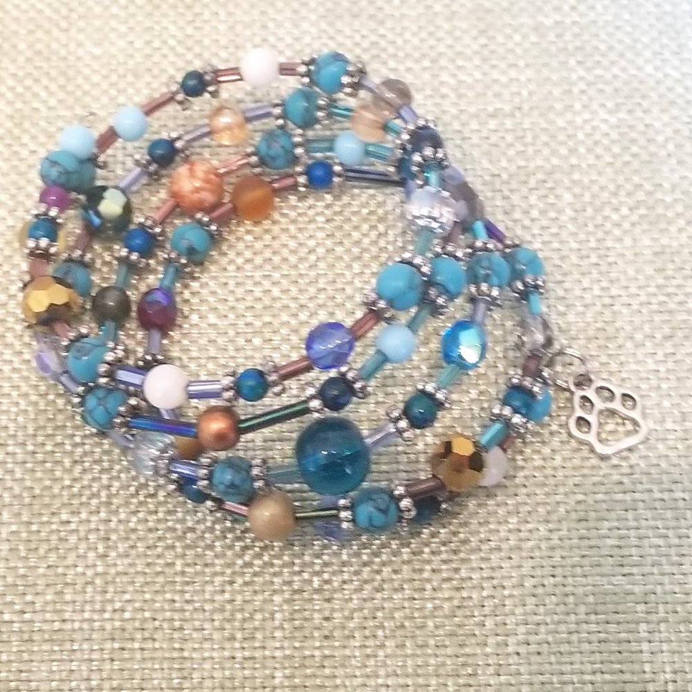 Coil beaded bracelet